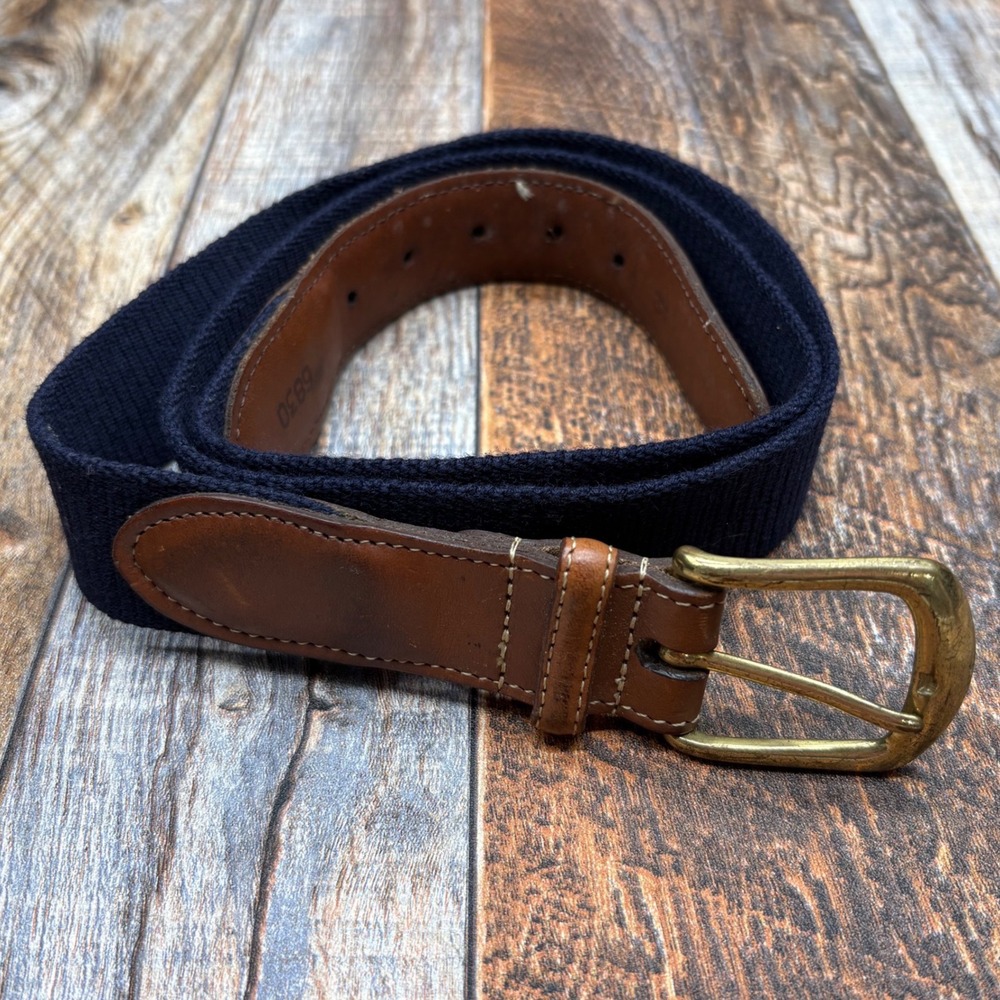 Torino Mens Belt Golf Navy Blue Webbing Leather Solid Brass Size 40